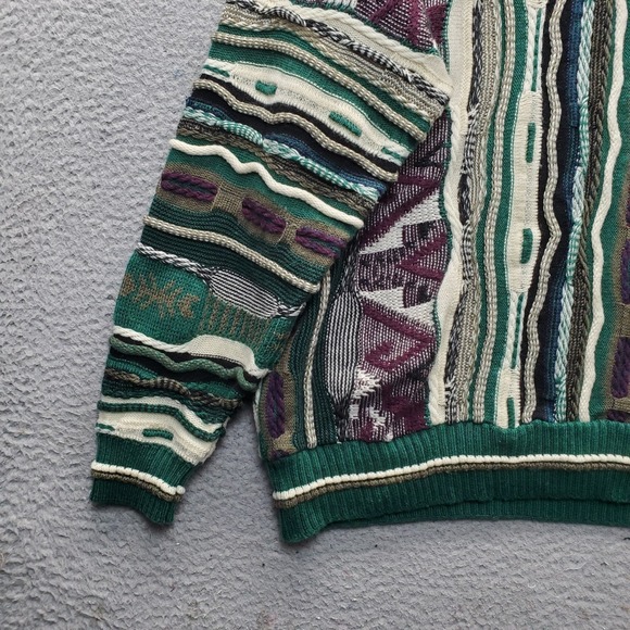 Le Tigre Sweater Mens L Multi Geometric 3D Knit Long Sleeve Crew Neck Pullover - Picture 9 of 12